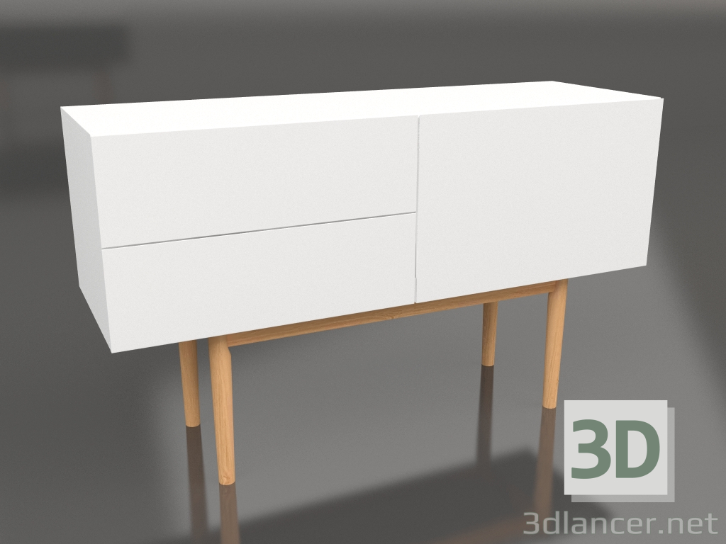 modello 3D Credenza ad un'anta con due cassetti Alta su Legno - anteprima