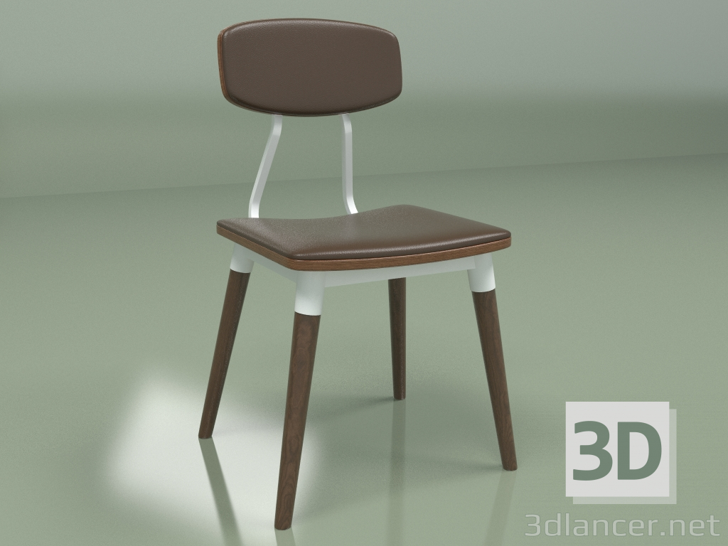 3D modeli Deri koltuk ve sırtlı Copine sandalye (masif ceviz, çikolata kahvesi) - önizleme