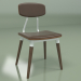 3d model Copine chair with leather seat and back (solid walnut, chocolate brown) - preview