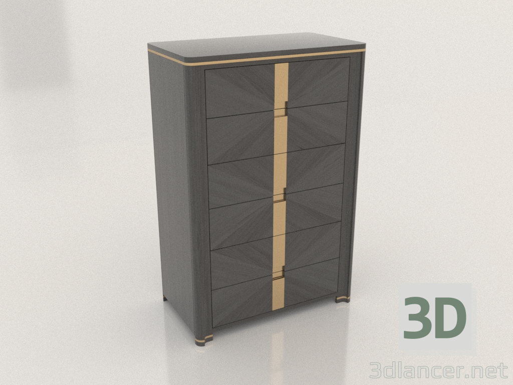 Modelo 3d Cômoda de 6 gavetas - preview