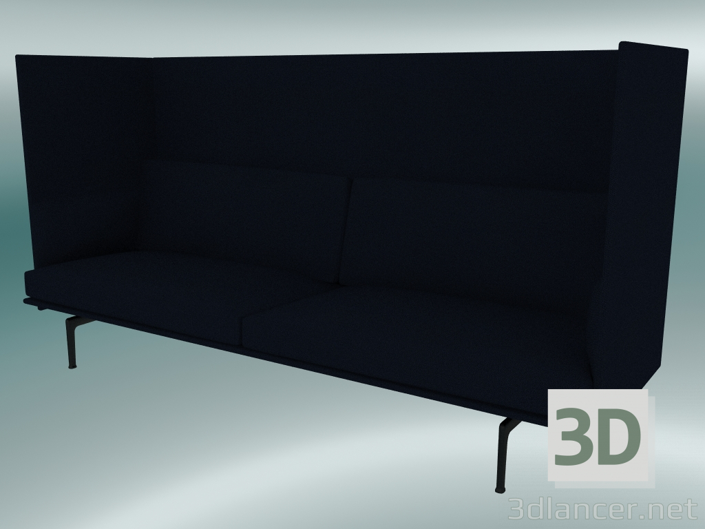 Modelo 3d Sofá triplo com encosto alto (Vidar 554, preto) - preview