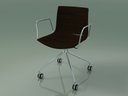 Chair 0284 (4 castors, with armrests, without upholstery, wenge)