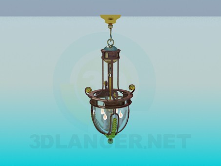 3d model Lámpara Chandelier con cúpula de cristal - vista previa