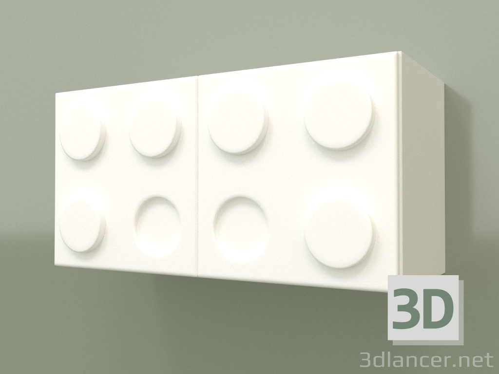 3d model Estante de pared horizontal para niños (blanco) - vista previa