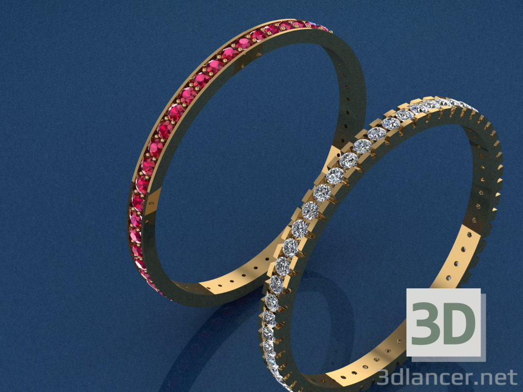 3d rings with cubic zirkonia model buy - render