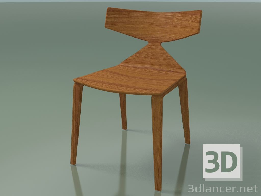 Modelo 3d Cadeira 3700 (4 pernas de madeira, efeito Teak) - preview