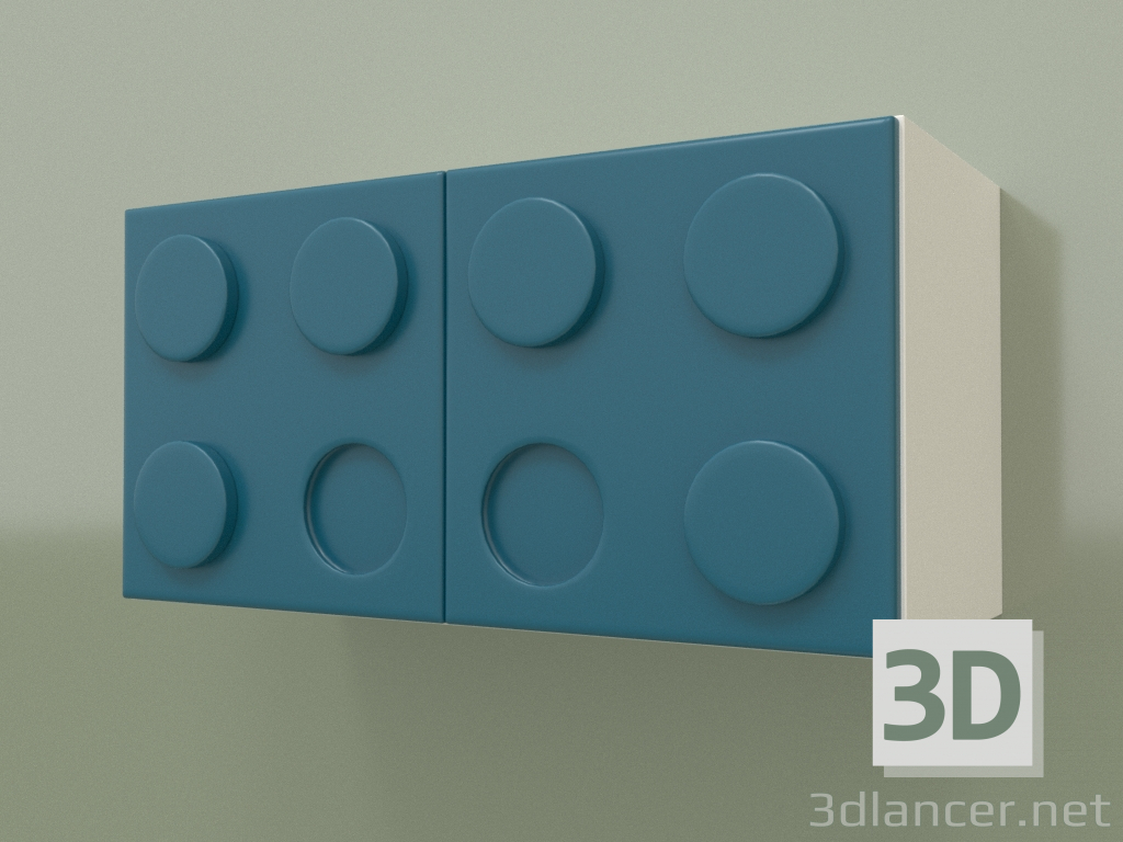 3d model Estante de pared horizontal para niños (Turquesa) - vista previa