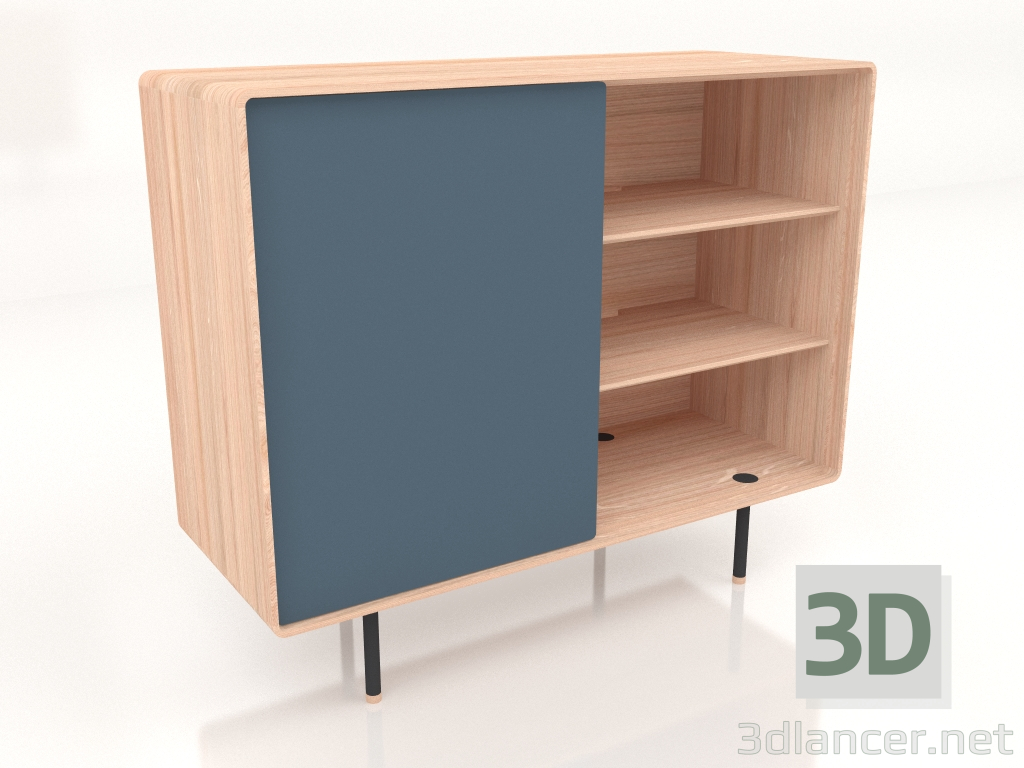 3d model Cajonera Fina 118 con puerta (Azul humo) - vista previa