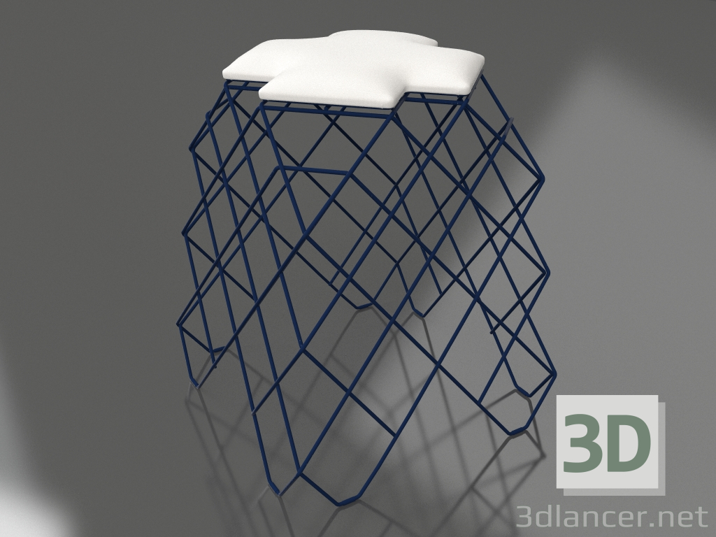 modèle 3D Tabouret bas (Bleu nuit) - preview