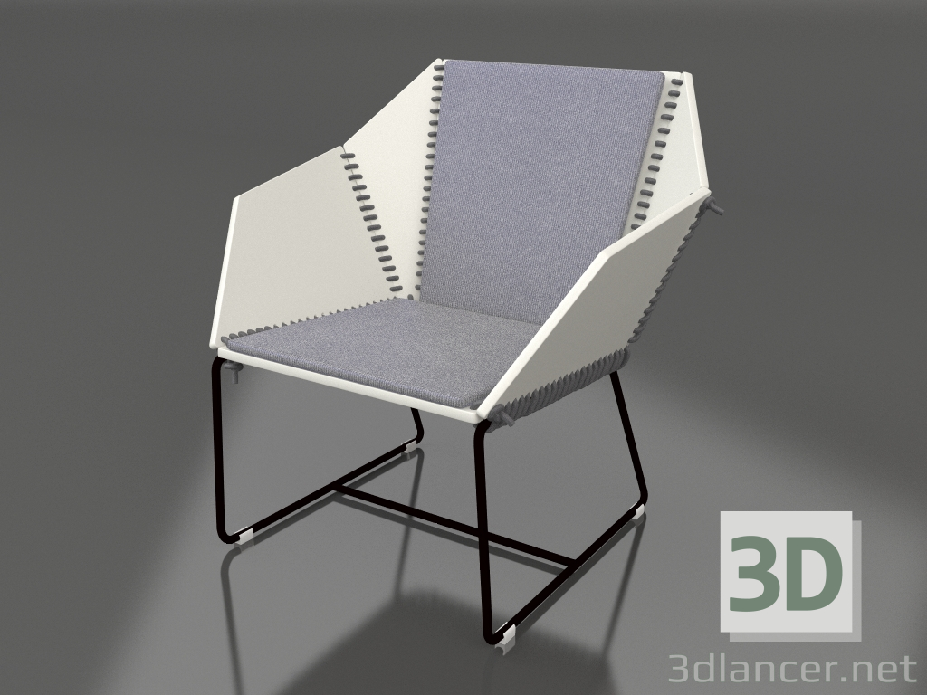 modèle 3D Fauteuil club (Noir) - preview