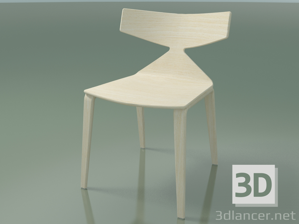 modèle 3D Chaise 3700 (4 pieds en bois, blanc) - preview