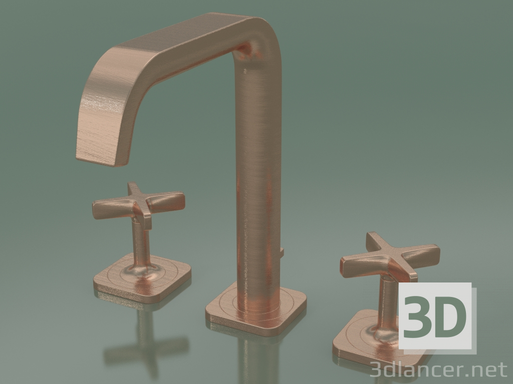 3d model Mezclador de lavabo con 3 orificios 170 (36108310, Brushed Red Gold) - vista previa