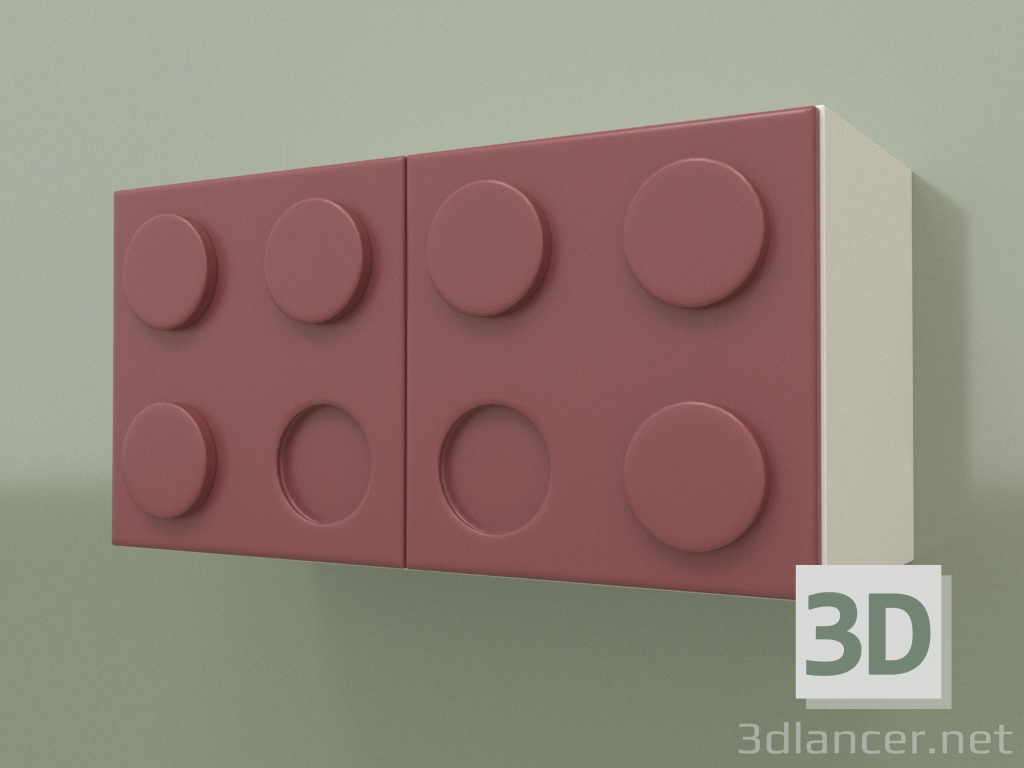 3d model Estante de pared horizontal para niños (Burdeos) - vista previa