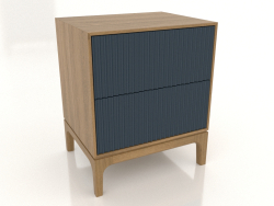 FARGO bedside table 2 drawers with milled facades (dark cobalt, natural oak, option 1)