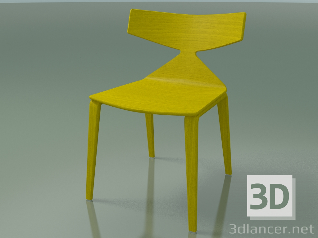 3d model Silla 3700 (4 patas de madera, amarillo) - vista previa