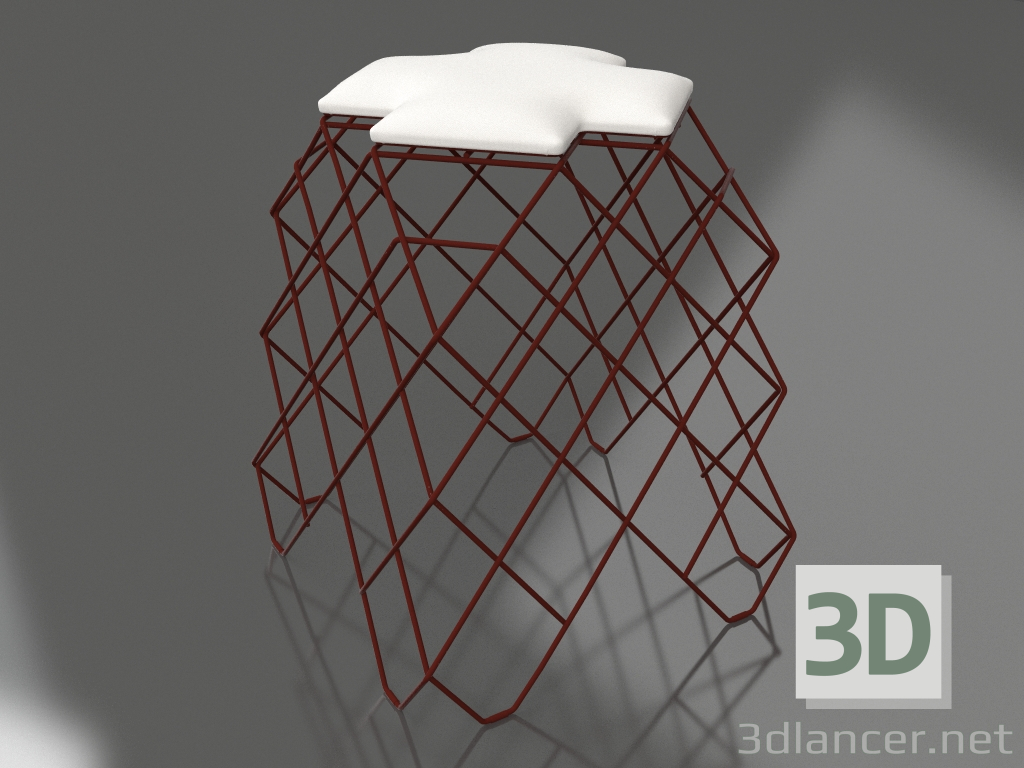 3d model Low stool (Wine red) - preview