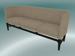 Canapé Triple Mayor (AJ5, H 82cm, 62x200cm, Chêne teinté noir, Cuir - Soie Aniline)