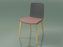 Silla 3979 (4 patas de madera, polipropileno, con cojín de asiento, abedul natural)