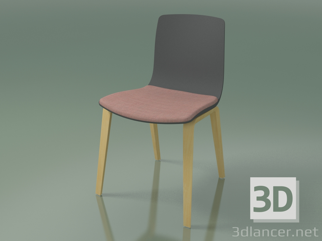 3d model Chair 3979 (4 wooden legs, polypropylene, with seat cushion, natural birch) - preview