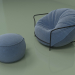 3d model Sillón Uni con puf (azul) - vista previa