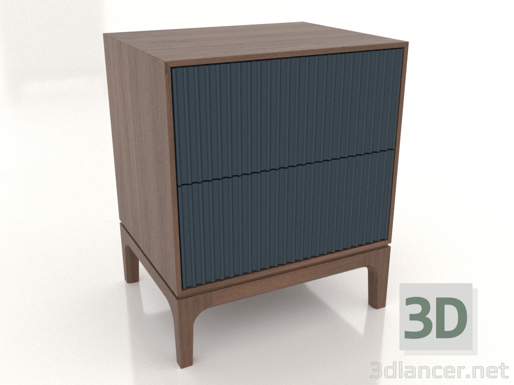 modèle 3D Table de chevet FARGO 2 tiroirs avec façades fraisées (cobalt foncé, chêne tabac, option 1) - preview modèle 3D Table de chevet FARGO 2 tiroirs avec façades fraisées (cobalt foncé, chêne tabac, option 1) - preview
