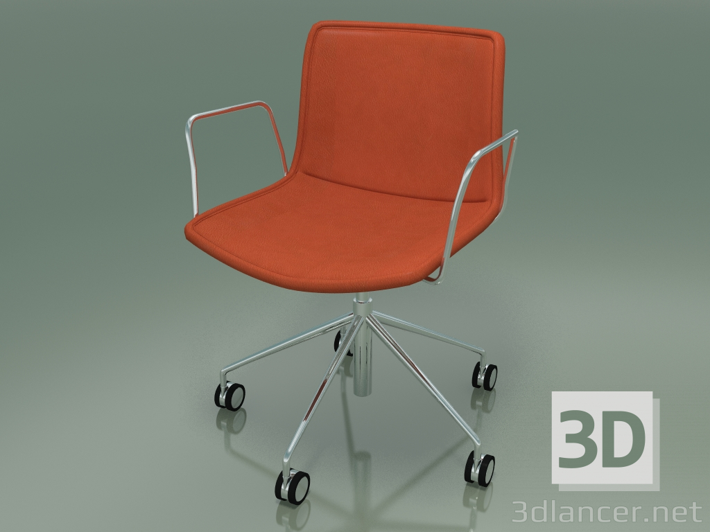 3d model Silla 0318 (5 ruedas, con reposabrazos, con tapicería de cuero extraíble) - vista previa