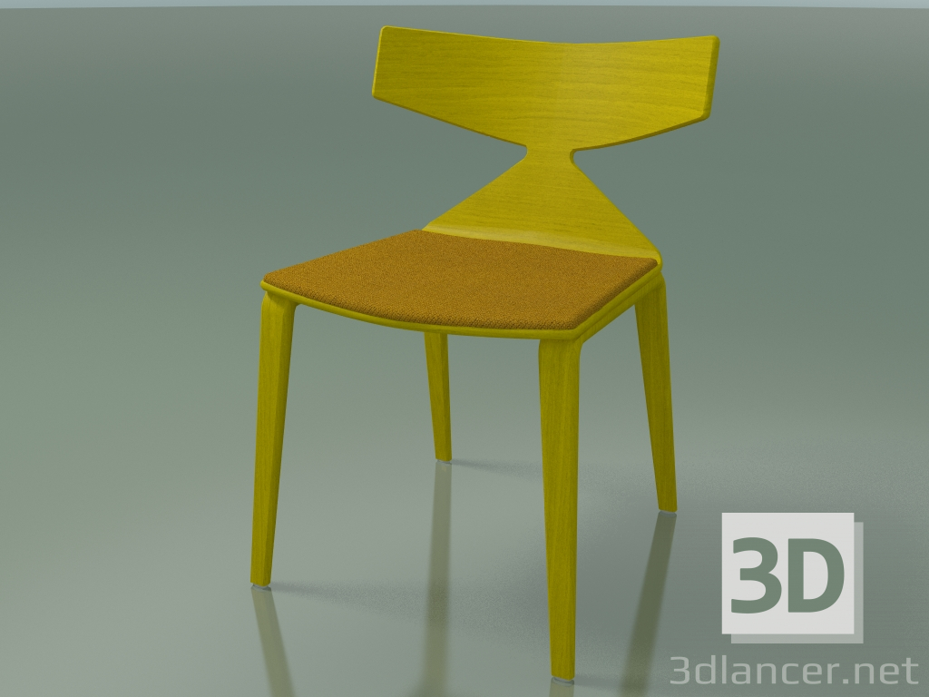 3D modeli Sandalye 3714 (4 ahşap ayak, koltukta bir yastık ile, Sarı) - önizleme