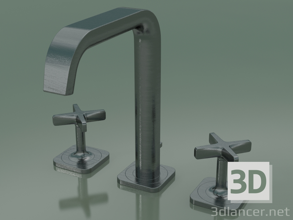 3d model Mezclador de lavabo con 3 orificios 170 (36108340, cromo negro cepillado) - vista previa