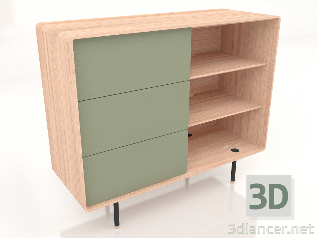 3d model Cajonera Fina 118 (Oliva) - vista previa