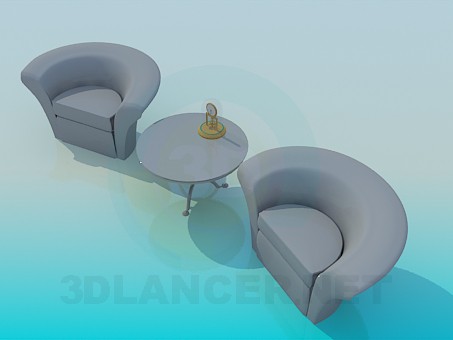 Modelo 3d Mesa e cadeiras - preview