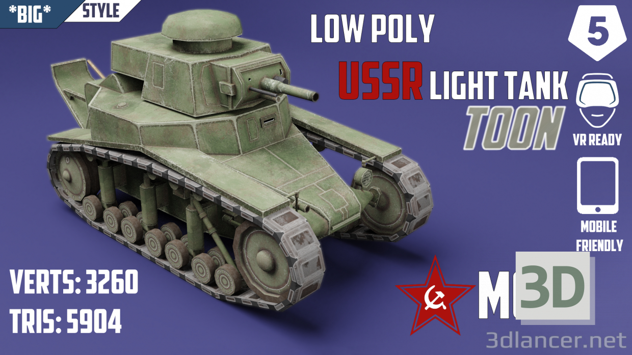 Modelo 3d MC-1 URSS Toon tanque * Big * - preview