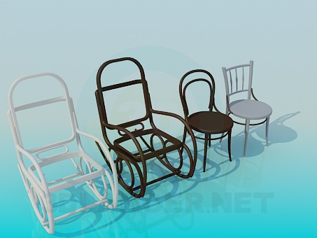 3d model Armchair-rocking chair and chairs - preview