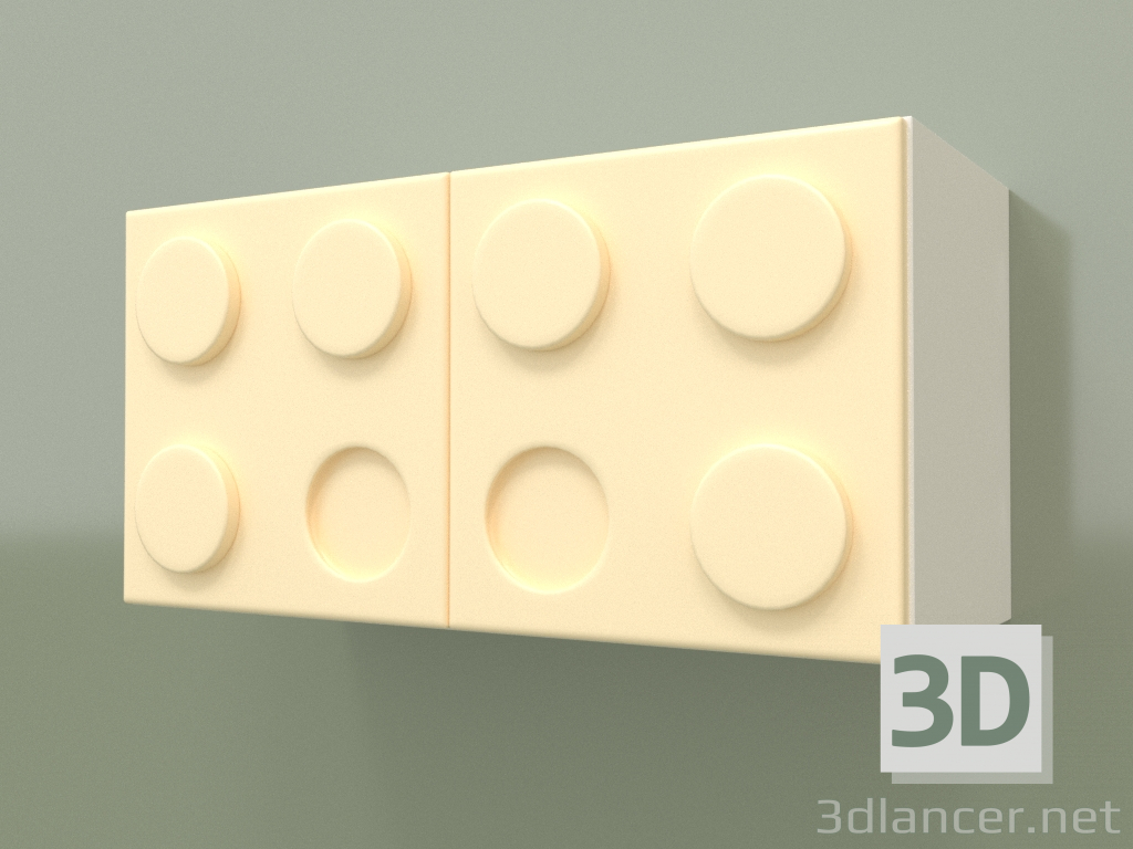 3d model Estante de pared horizontal para niños (Crema) - vista previa