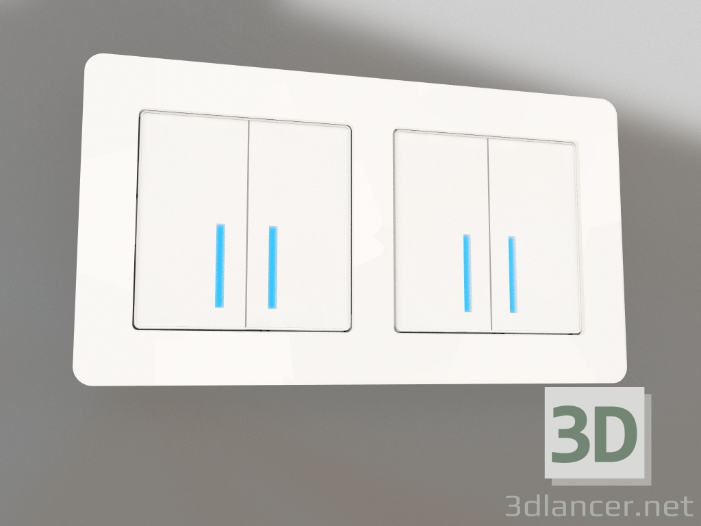 modello 3D Cornice per 2 montanti Acrilico (bianco) - anteprima