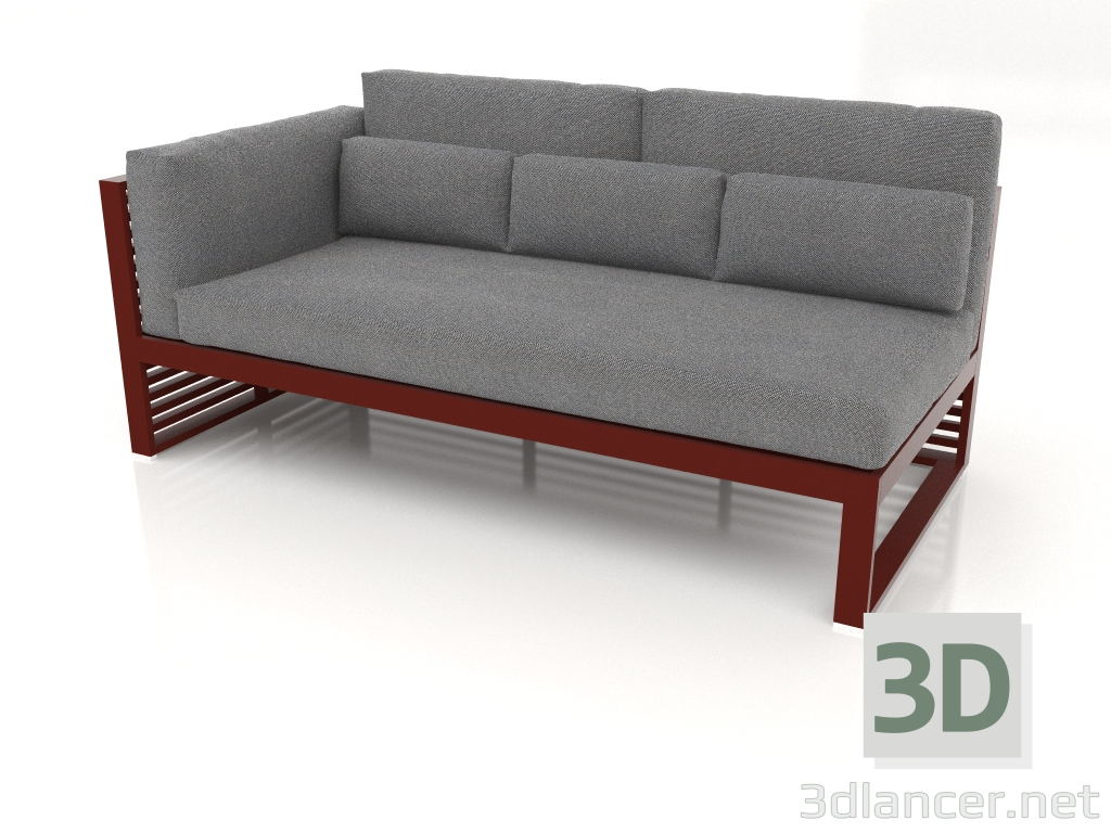 Modelo 3d Sofá modular, secção 1 esquerda, encosto alto (Vinho tinto) - preview