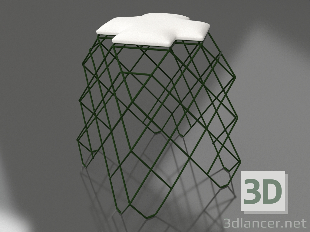 3d model Taburete bajo (Verde botella) - vista previa