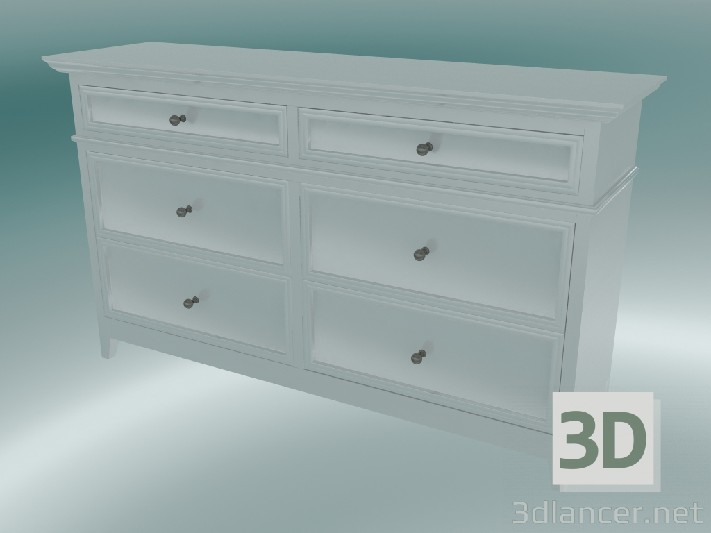 3d model Cajonera con 6 cajones (blanco) - vista previa