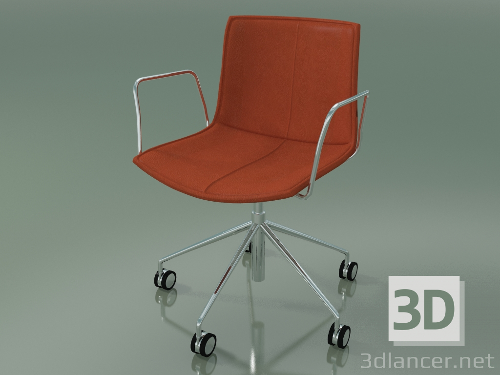 3d model Silla 0318 (5 ruedas, con reposabrazos, con tapicería de cuero desmontable, funda 1) - vista previa