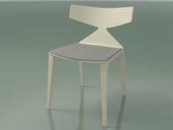 Silla 3714 (4 patas de madera, con una almohada en el asiento, blanca)