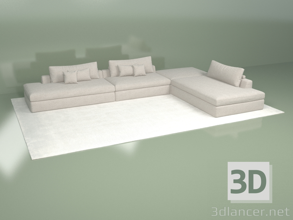 3d model Sofá lugar grande - vista previa