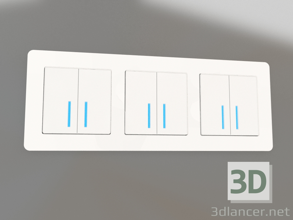 Modelo 3d Moldura para 3 postes Acrílico (branco) - preview