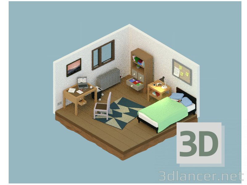 3d model Sala de - vista previa