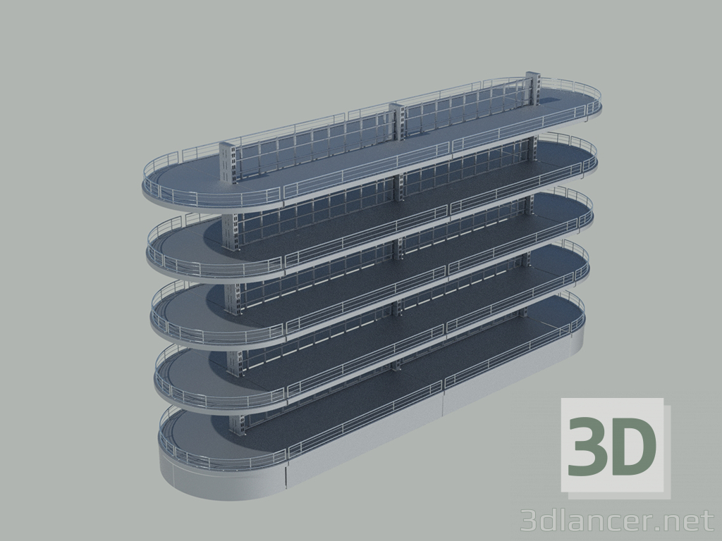 3d Стеллаж островной модель купить - ракурс