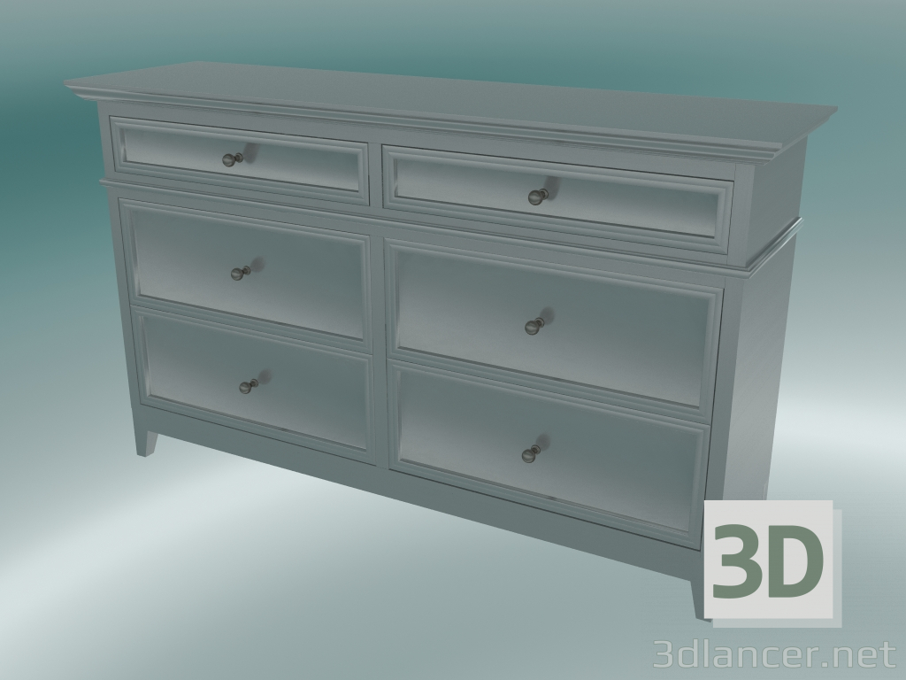 3d model Cómoda ancha con 6 cajones (gris-verde) - vista previa