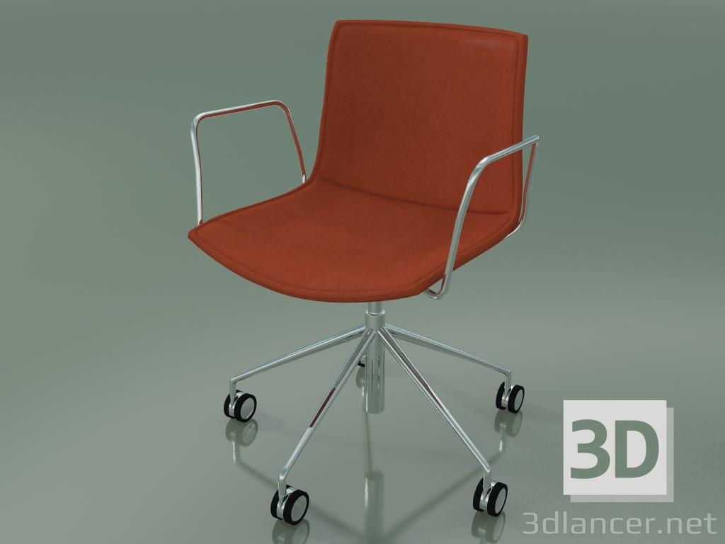 modello 3D Sedia 0318 (5 ruote, con braccioli, con rivestimento in pelle rimovibile, rivestimento 3) - anteprima