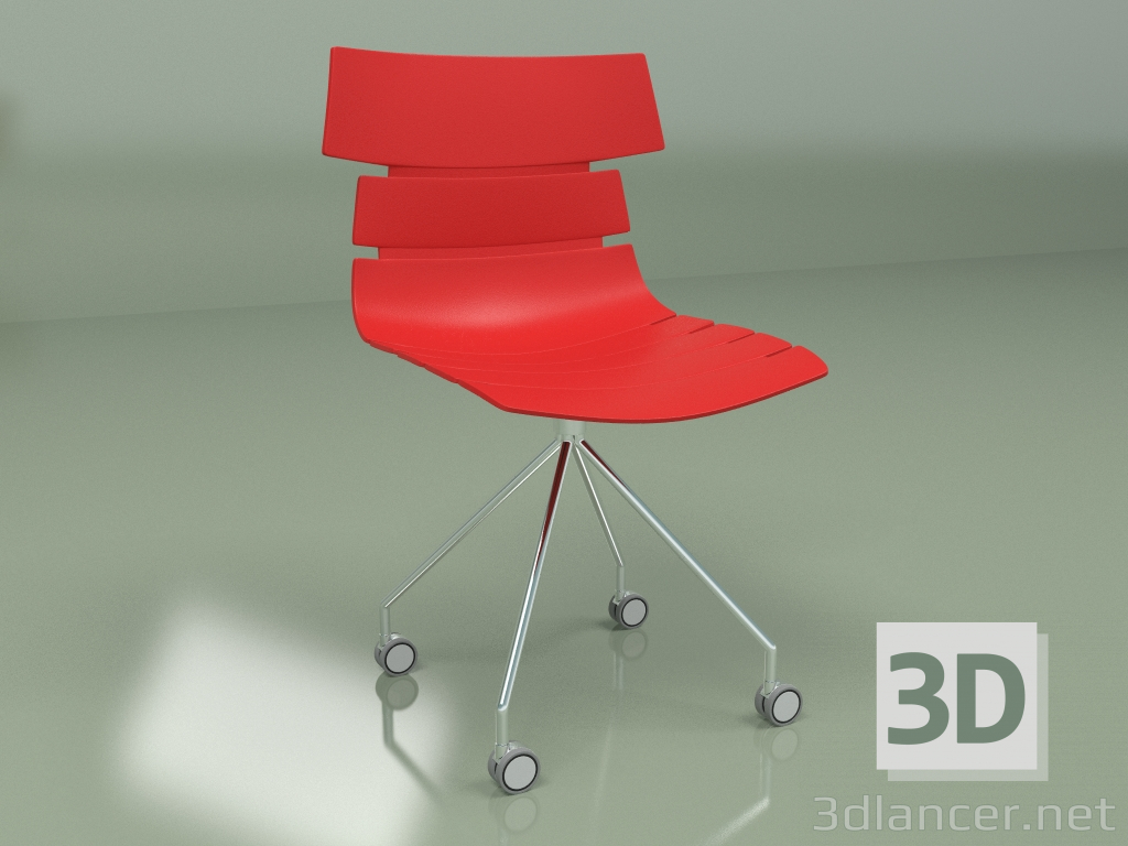 modèle 3D Chaise de retour sur roulettes (rouge) - preview