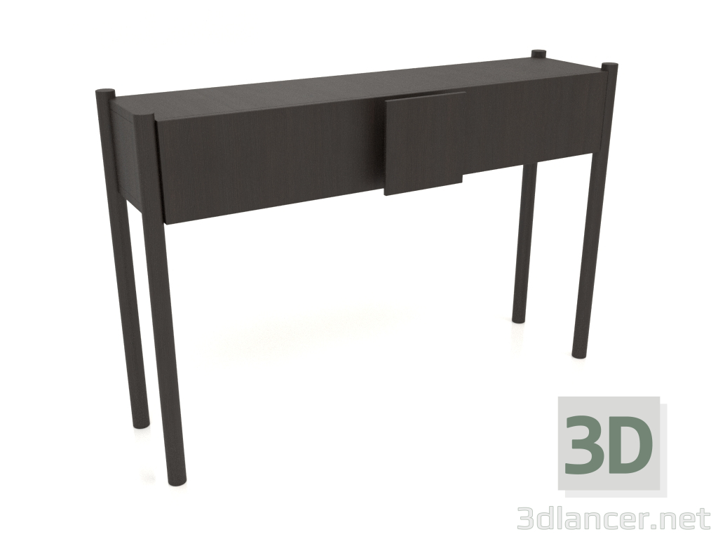 Modelo 3d Mesa consola KT 02 (pega sem arredondamento, 1200x300x800, madeira castanha escura) - preview