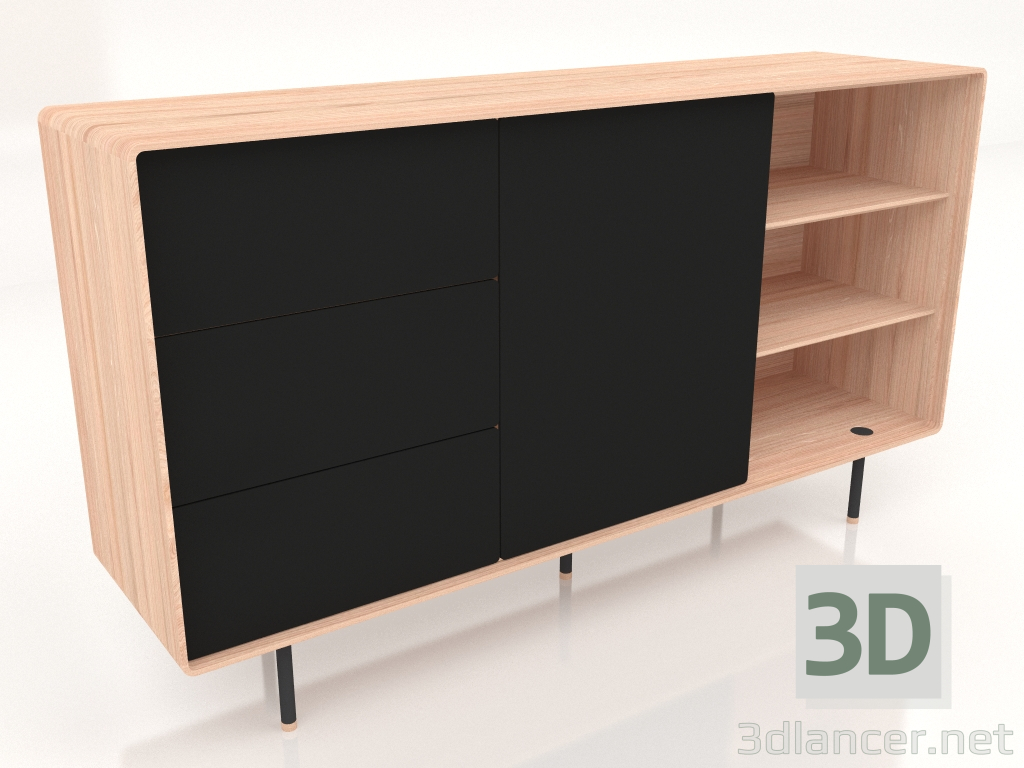 3d model Cajonera Fina 176 (Nero) - vista previa