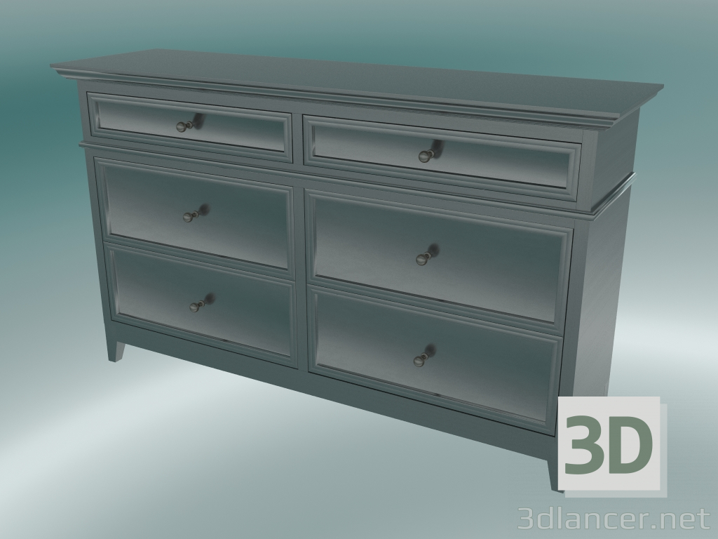 modèle 3D Commode large avec 6 tiroirs (Noir-Brun) - preview