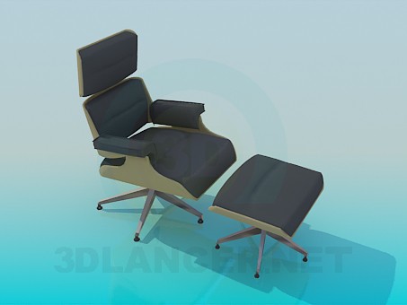 modèle 3D Chaise et tabouret - preview